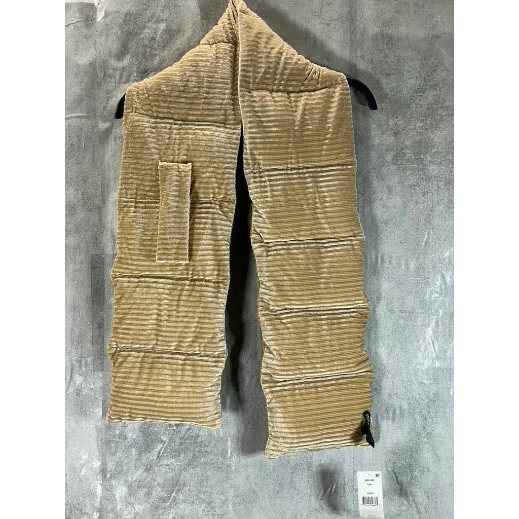 STEVE MADDEN Women's Tan Pull-Through Ribbed Velvet Puffer Scarf SZ OS