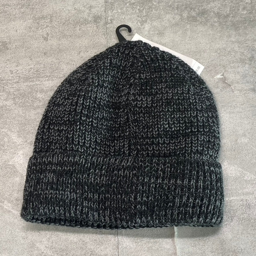 HURLEY Men's Black-Gray Mixed Yarn Knit Max Cuff 2.0 Beanie SZ OS