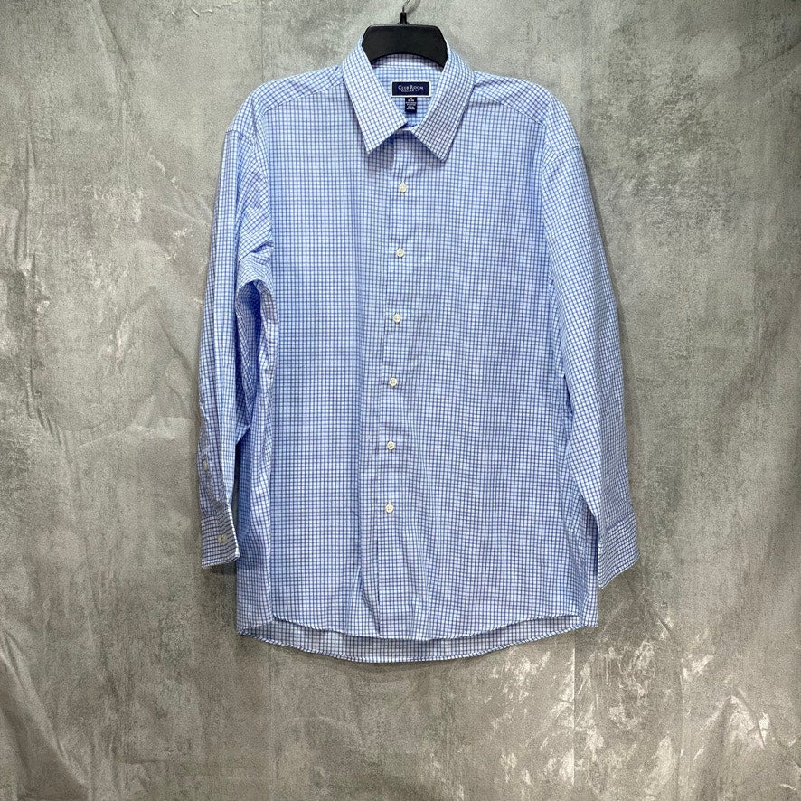 CLUB ROOM Light Blue Classic/Regular Fit Check Dress Shirt SZ 17 32/33