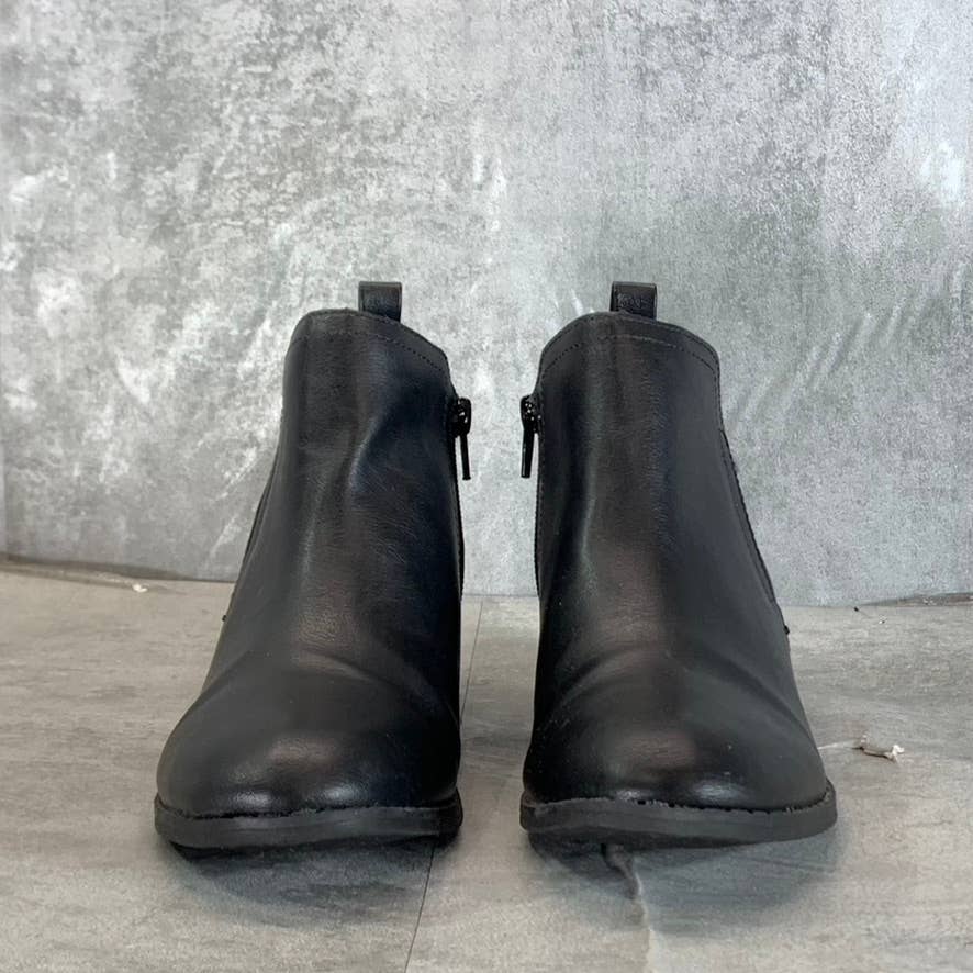 SUN+STONE Women's Black Cadee Memory Foam Slip-On Block Heel Ankle Booties SZ 7