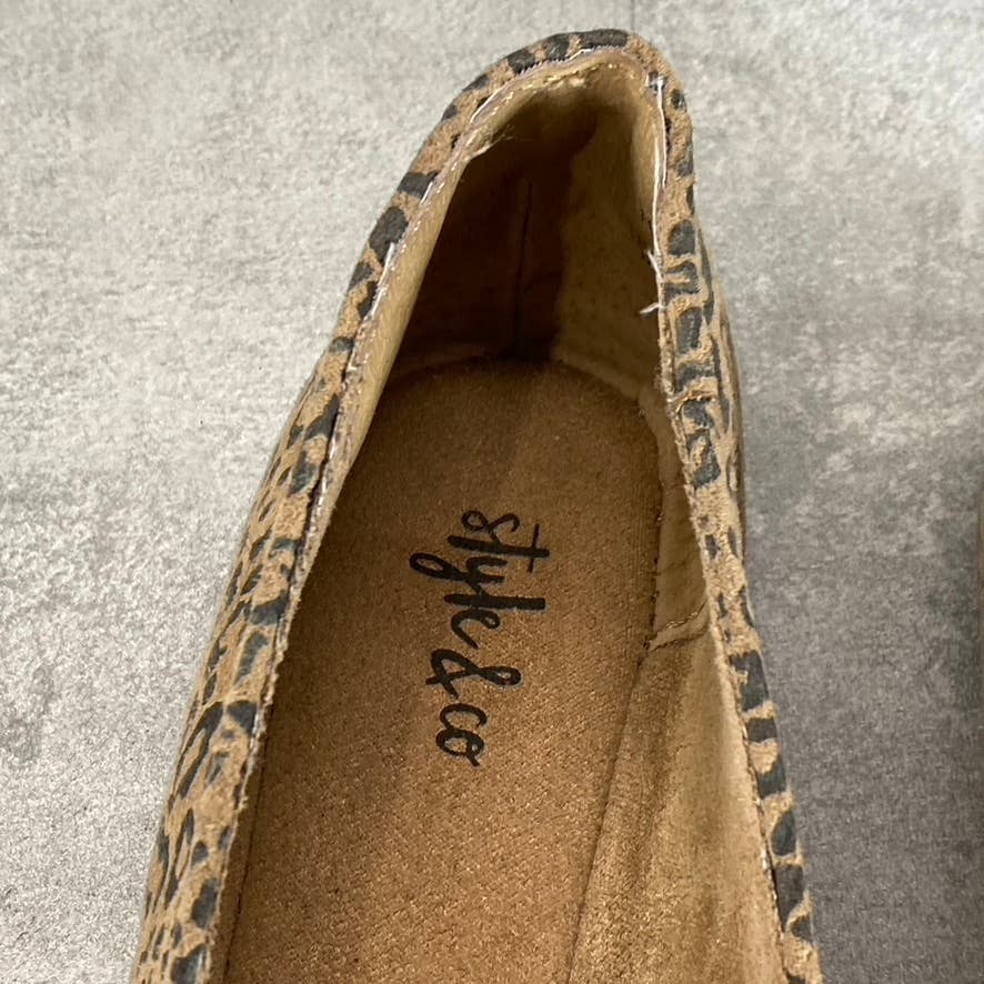 STYLE & CO Women's Mini Leopard Alysonn Round-Toe Slip-On Loafer Flats SZ 6.5
