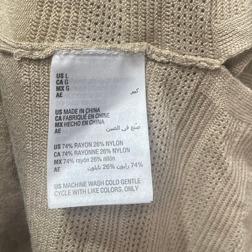 CHARTER CLUB Tan Open-Front Ottoman Pointelle Long Sleeve Cardigan SZ L