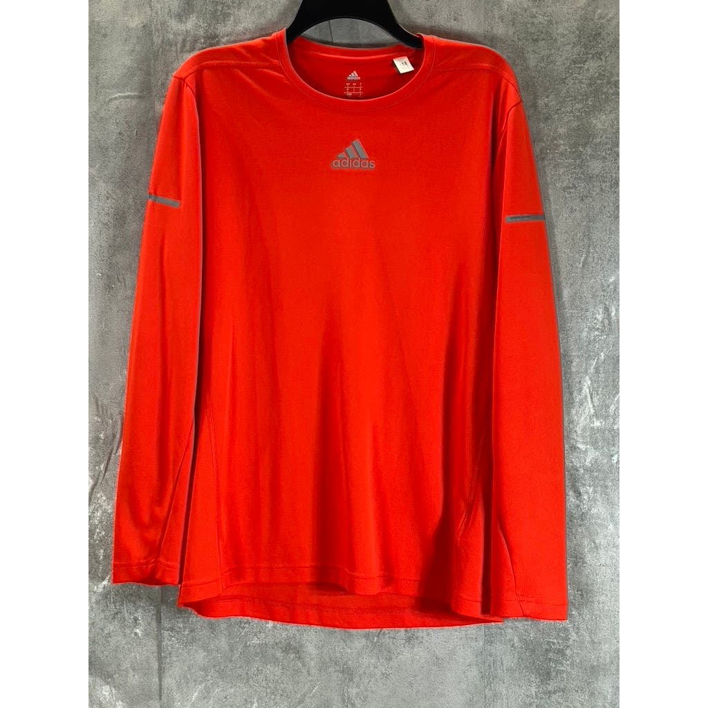 ADIDAS Men's Orange Sequencials Climalite Running Long Sleeve T-Shirt SZ L