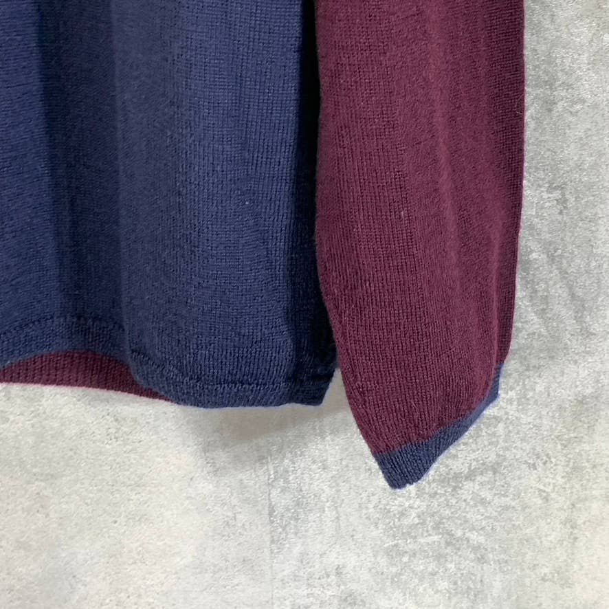 ZACHARY PRELL Men's Navy/Burgundy V-Neck Wool Pullover Sweater SZ 2XL