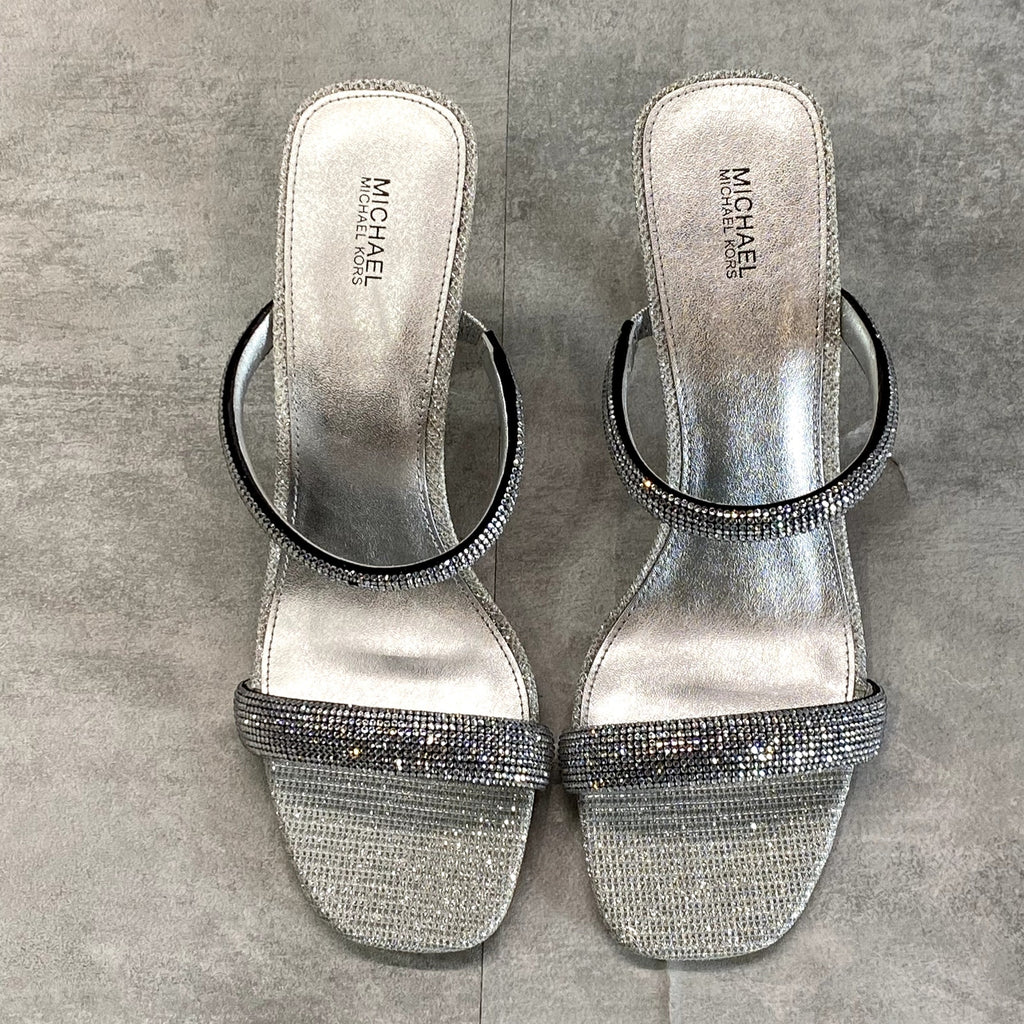 MICHAEL MICHAEL KORS Women's Silver Rhinestone Embellished Clara Dress Sandals
