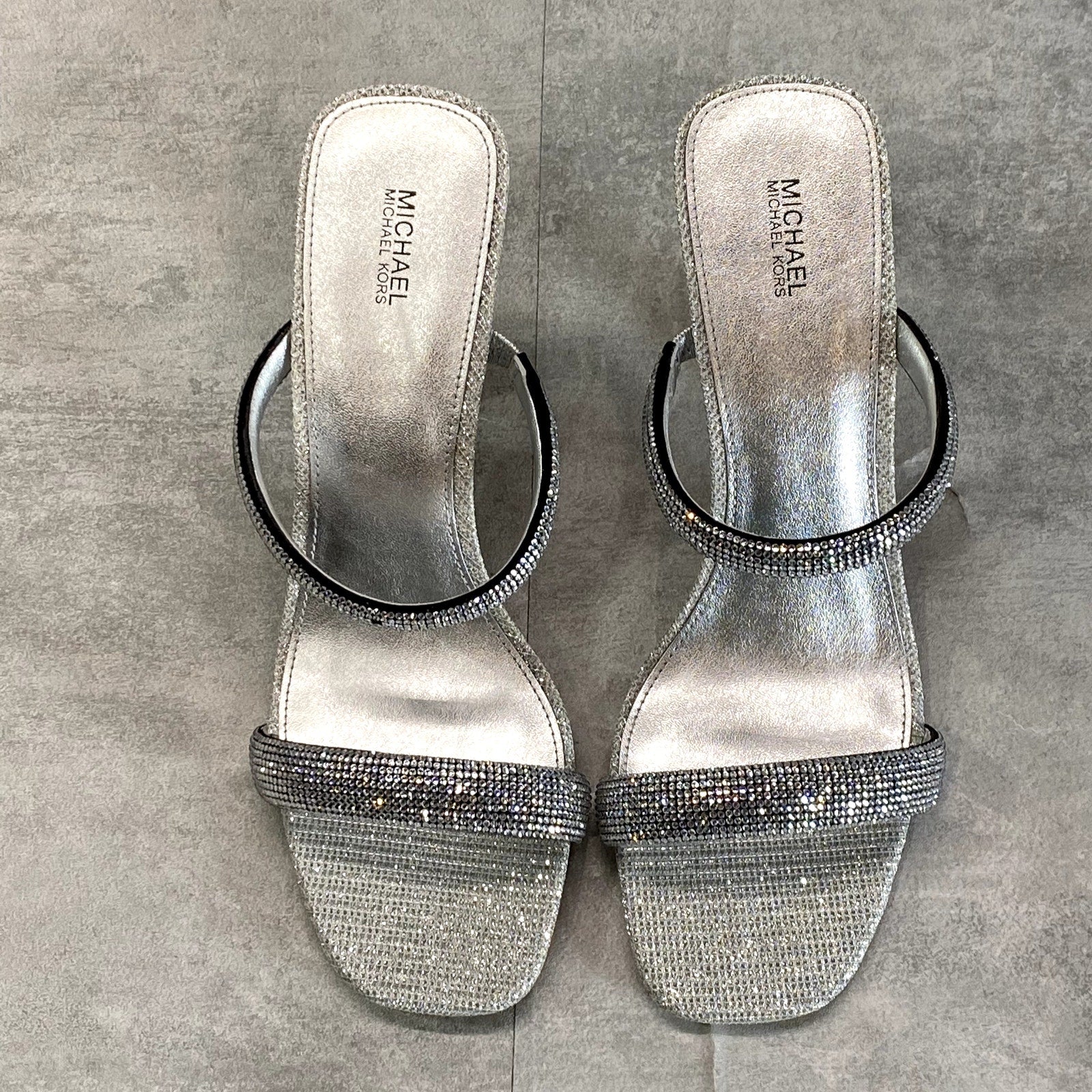 MICHAEL MICHAEL KORS Women's Silver Rhinestone Embellished Clara Dress Sandals