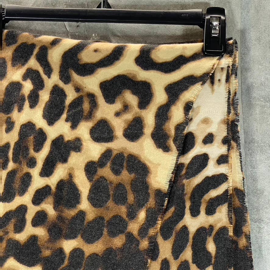 INC INTERNATIONAL CONCEPTS Women's Brown Leopard-Print Striped Wrap SZ OS