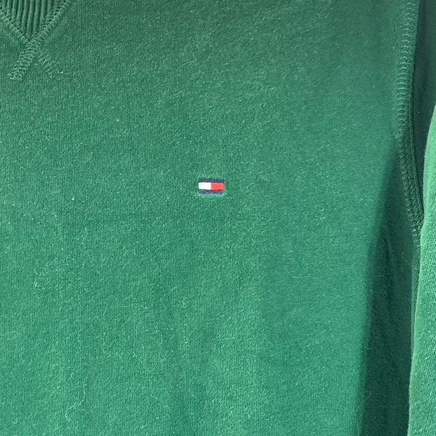 TOMMY HILFIGER Men's Hunter Green Crewneck Solid Flag Logo Pullover Sweater SZ S