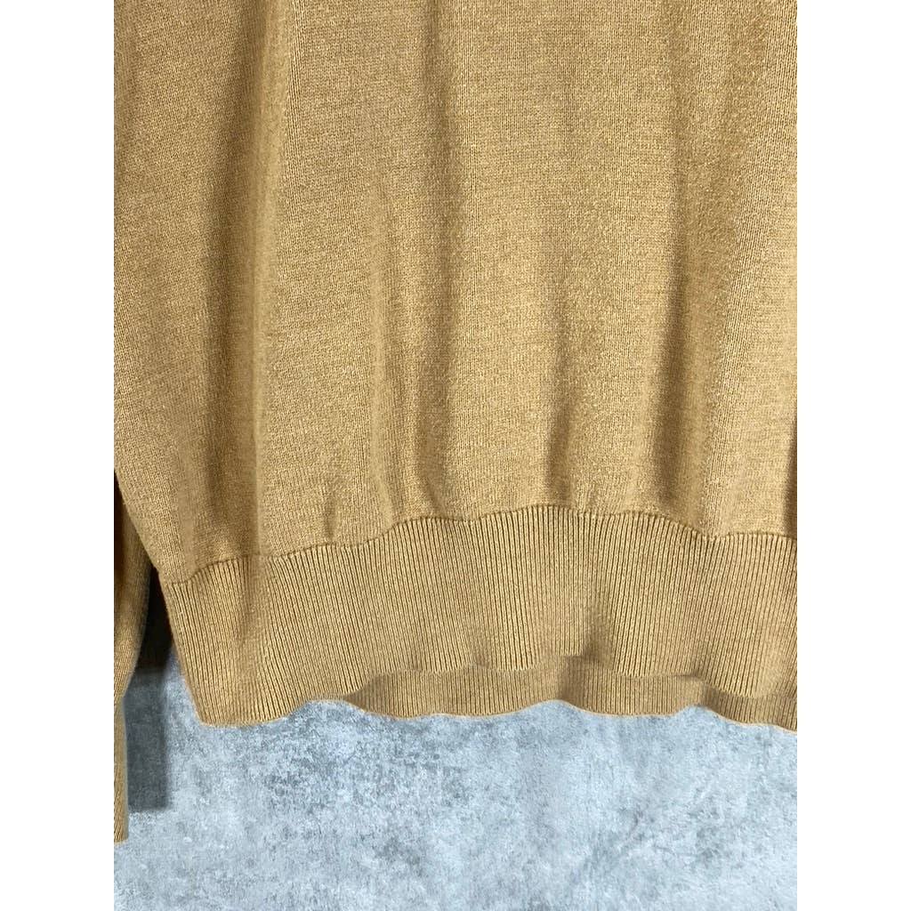 TOMMY HILFIGER Men's Tan Signature Solid Quarter-Zip Pullover Sweater SZ L