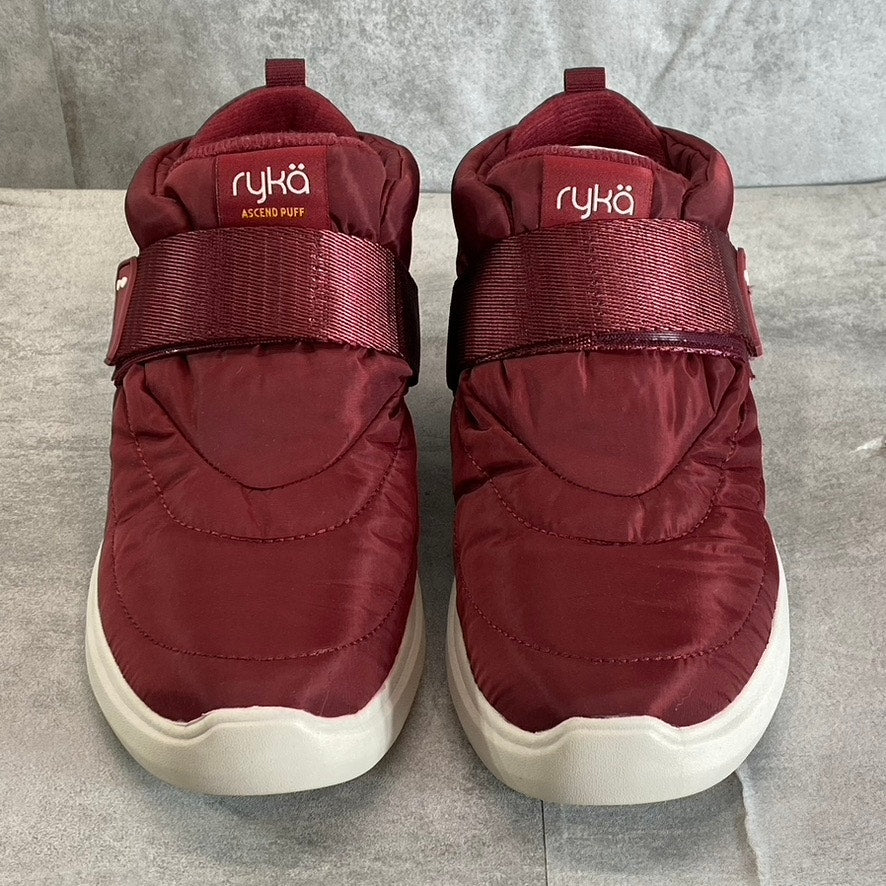 RYKA Women's Burgundy Fabric Ascend Puff Round-Toe Slip-On Wedge Sneaker SZ 8