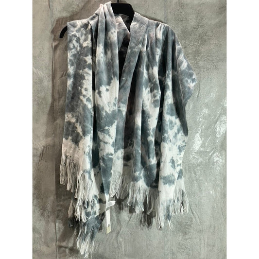 BP. Women's Grey-White Tie-Dye Fringe Detail Wrap SZ OS