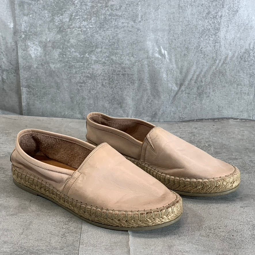 BUENO Women's Light Pink Leather Round-Toe Slip-On Espadrille Flats SZ 38(US7.5)