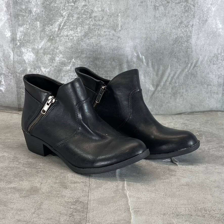 SUN+STONE Women's Black Abby Double-Zip Memory Foam Block-Heel Booties SZ 6