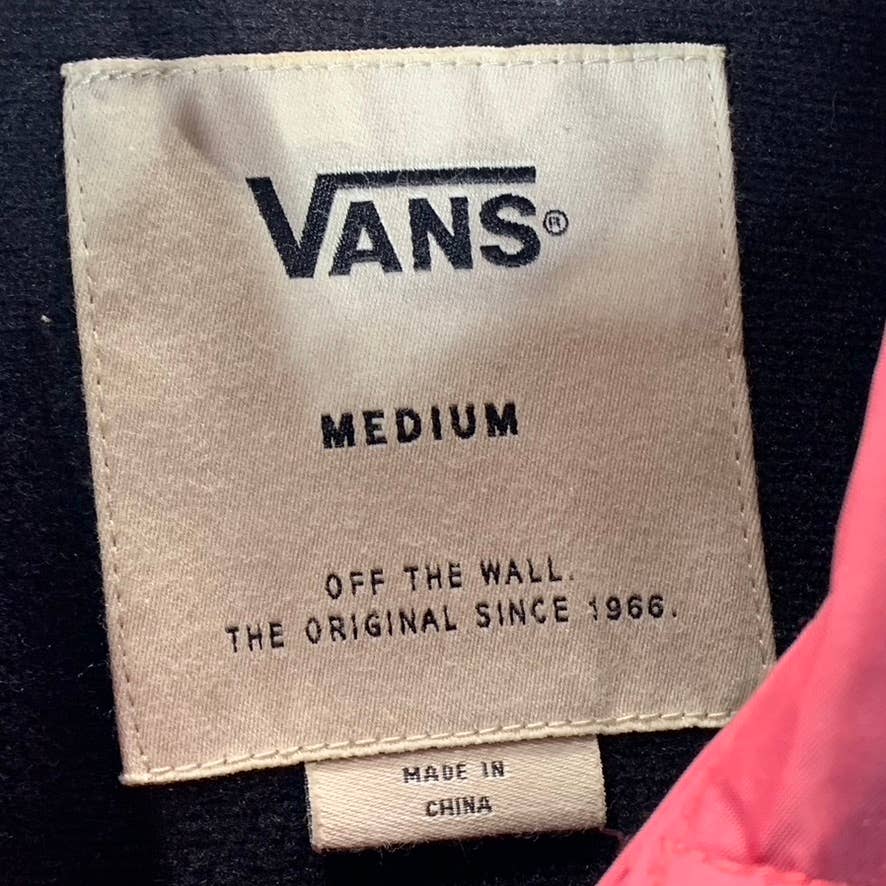 VANS Men's Navy/Burgundy Off The Wall Snap Button Windbreaker SZ M