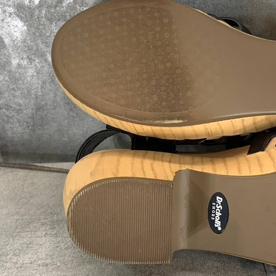 DR. SCHOLL'S Women's Black Faux-Leather First Of All Ankle-Strap Sandals SZ 8.5