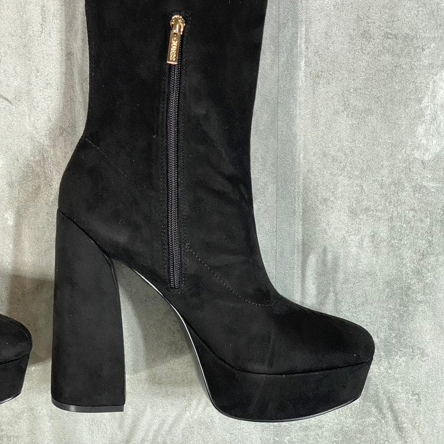 GUESS Women's Black Faux Suede Cristy Over-The-Knee Platform Boots SZ 11