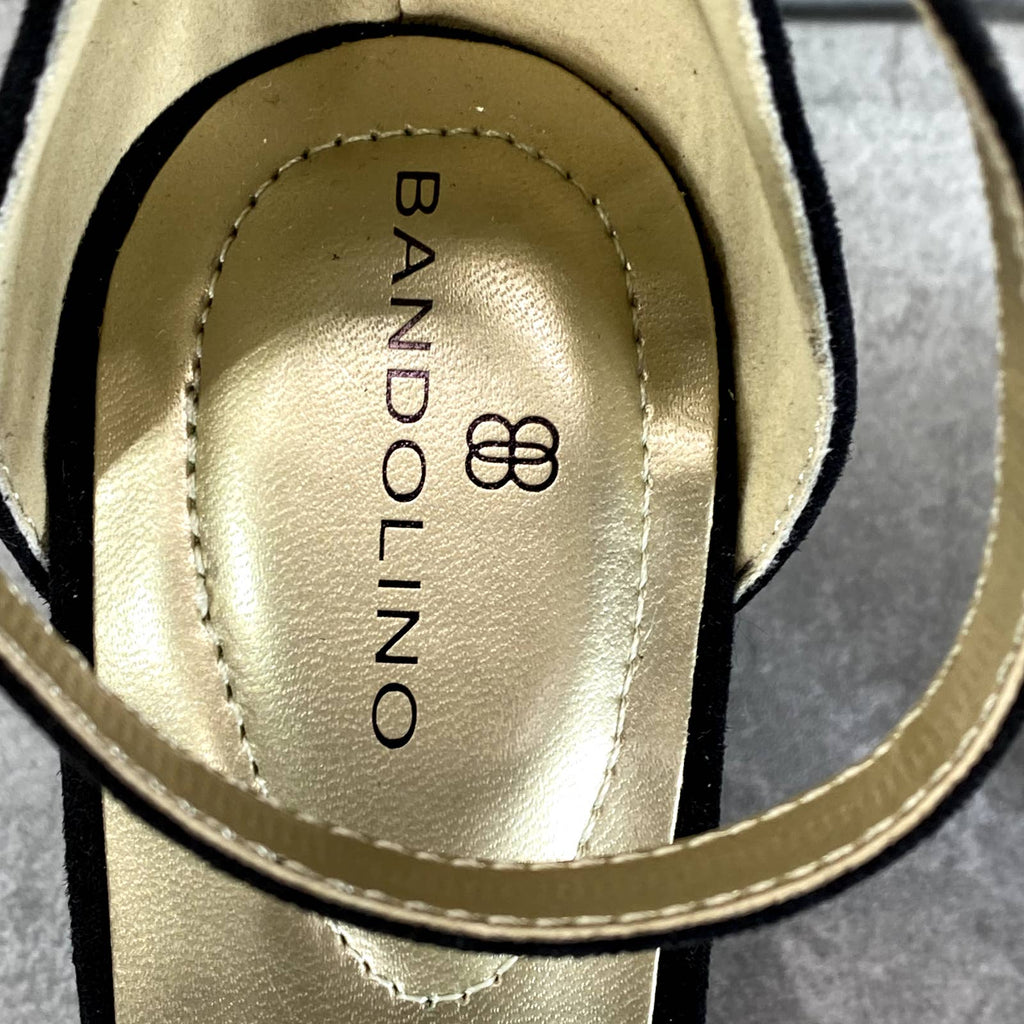 BANDOLINO Women's Black Armory Round-Toe Block-Heel Ankle-Strap Dress Sandal SZ9