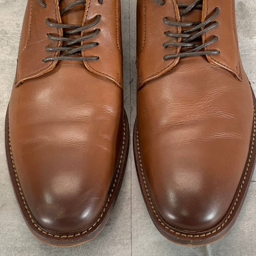 STACY ADAMS Men's Chocolate Leather Marlton Plain-Toe Lace-Up Oxfords SZ 7.5