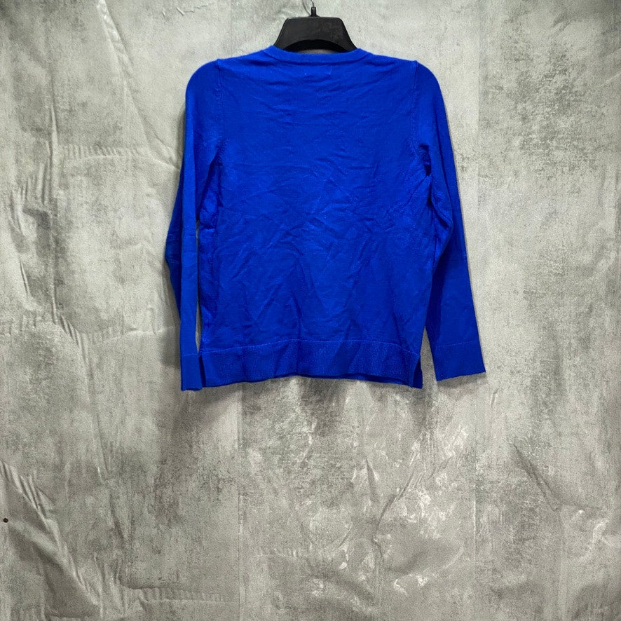 STYLE & CO Solid Blue V-Neck Long Sleeve Pullover Sweater SZ S