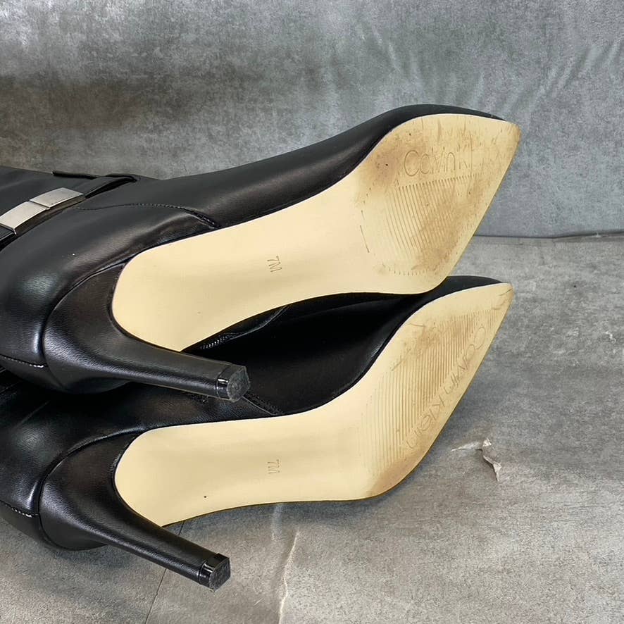 CALVIN KLEIN Women's Black Jeora Pointed-Toe Stiletto Tall Dress Boots SZ 7