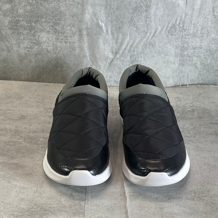 LONDON FOG Women's Black Kelsie Quilted Memory Foam Round-Toe Slip-On Sneakers
