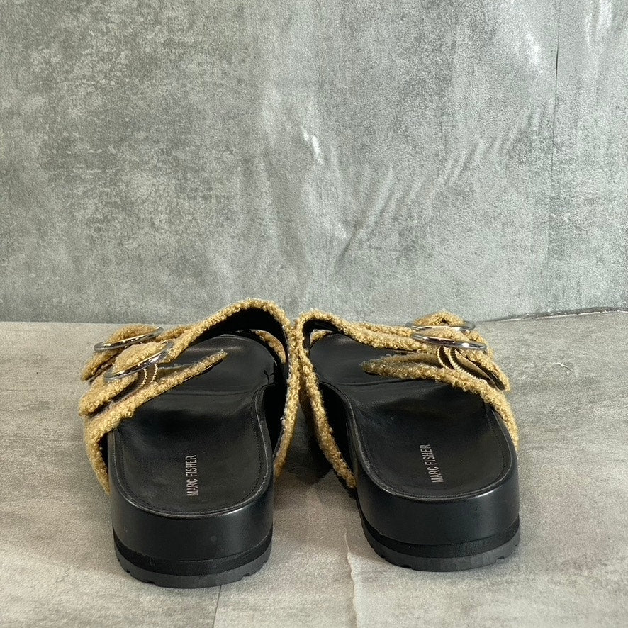 MARC FISHER Women's Tan Natural Texture Keena 2 Platform Slide Sandals SZ 9.5