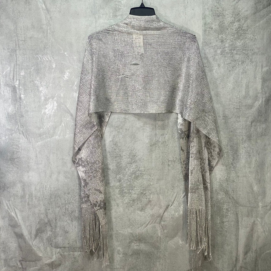 INC INGTERNATIONAL CONCEPTS Silver Floral Dream Fringed Net Wrap OS