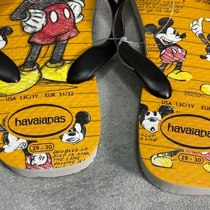 HAVAIANAS Kids White Mickey Mouse Disney Stylish Flip Flop Sandals SZ 13C/1Y