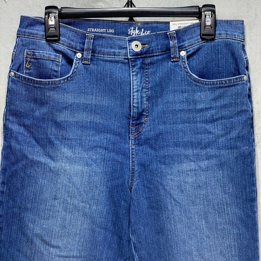 STYLE & CO Tundra Blue Straight Leg High-Rise Jeans SZ 12