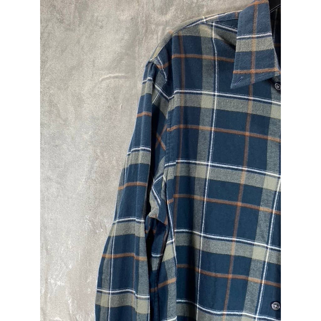 CLUB MONACO Men's Navy Plaid Slim-Fit Long Sleeve Button-Up Shirt SZ M