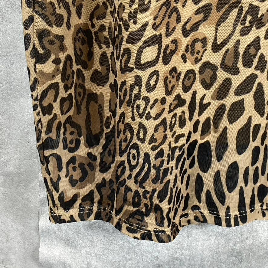 BAR III Women's Cheetah Printed Sleeveless Mock-Neck Cutout Bodycon Dress SZ XL