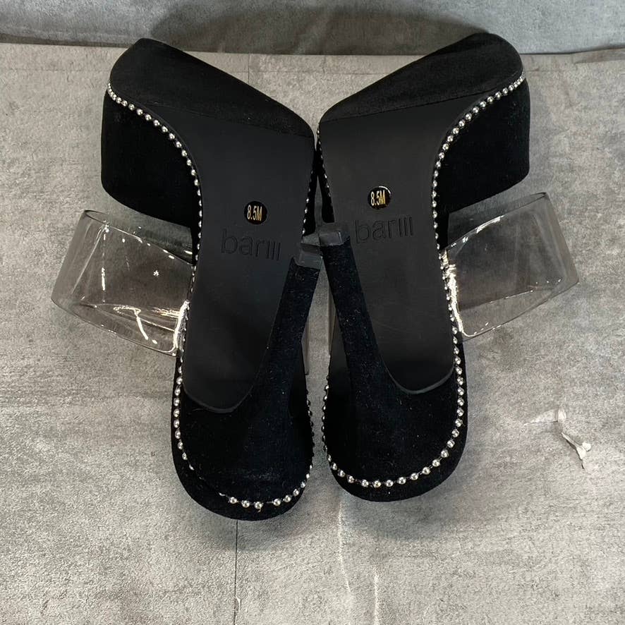 BAR III Women's Black Microsuede Brielle Studded Pointed-Toe Mule Pumps SZ 8.5