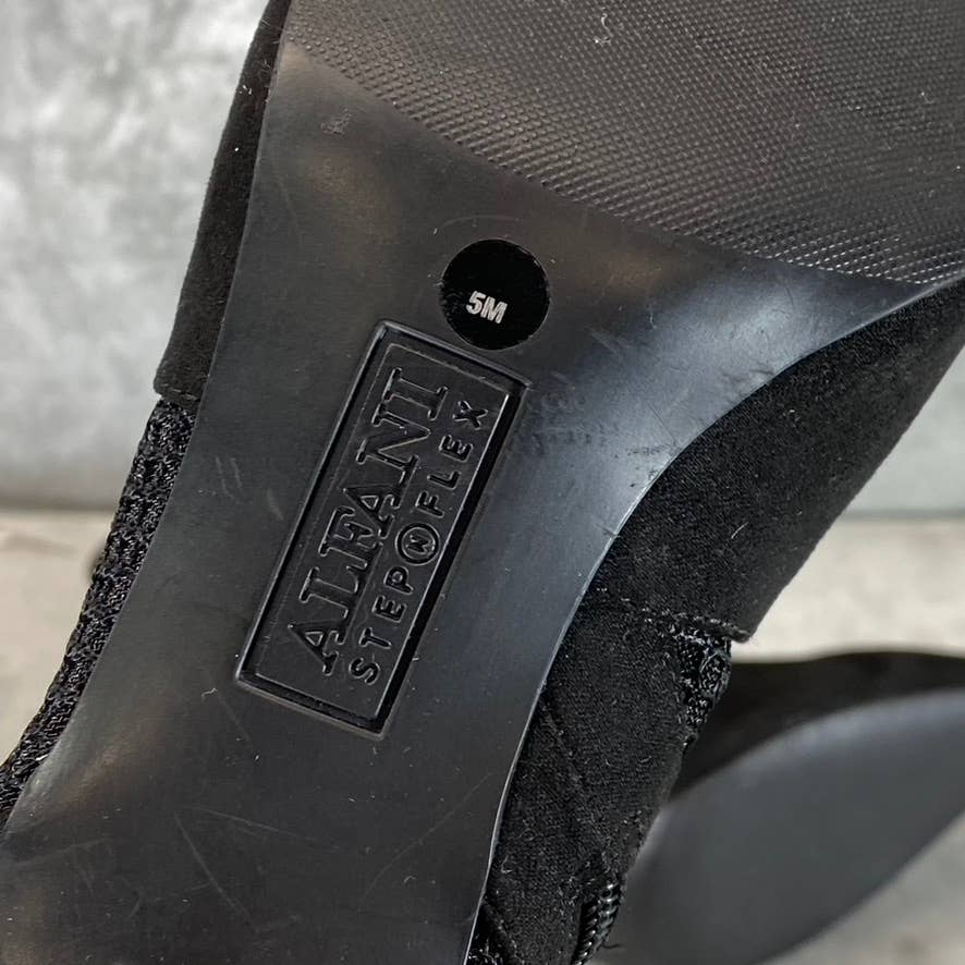 ALFANI Step N' Flex Women's Black Jamari Mesh Pointed-Toe Side-Zip Booties SZ 5