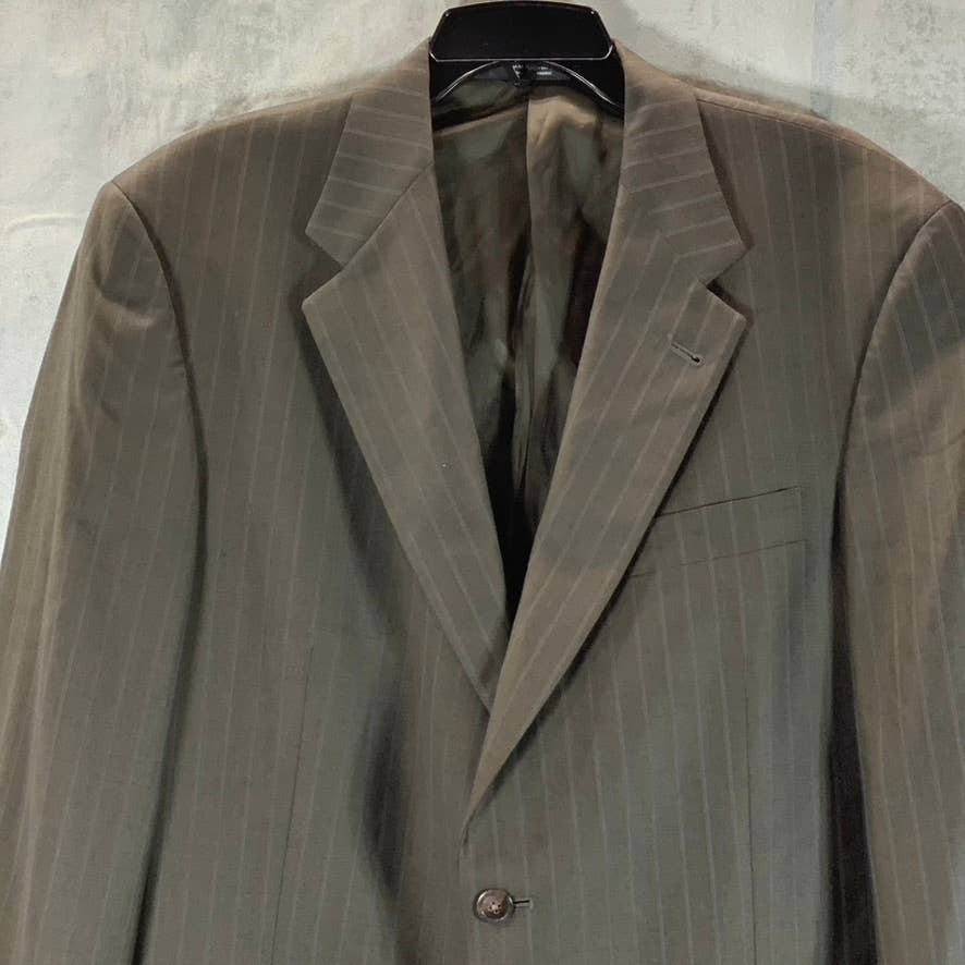 HART SCHAFFNER MARX Men's Long Brown Pinstripe Two-Button Suit Jacket SZ 42L