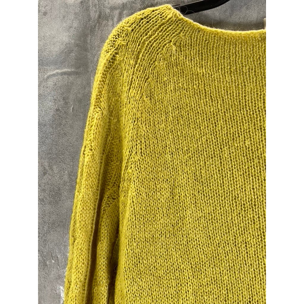 J.CREW Women's Yellow Dolce Cable-Knit Boatneck Long Sleeve Pullover Sweater SZM