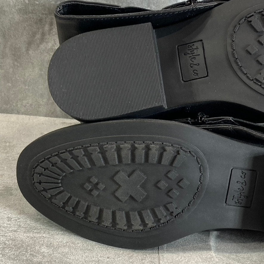 STYLE & CO Women's Black Marliee Full Side-Zip Round-Toe Tall Riding Boots SZ7.5