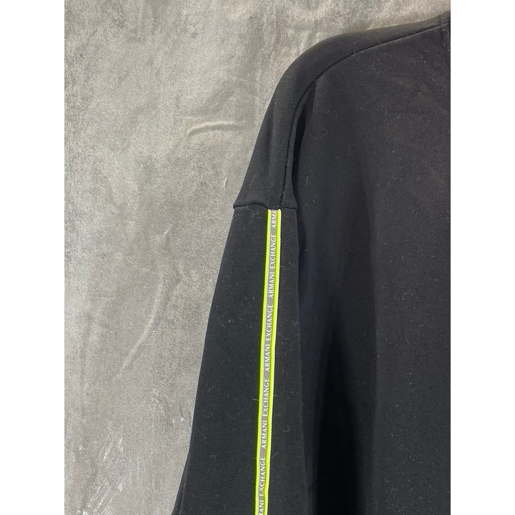 A|X ARMANI EXCHANGE Women's Black Striped Crewneck Pullover Sweatshirt SZ XL