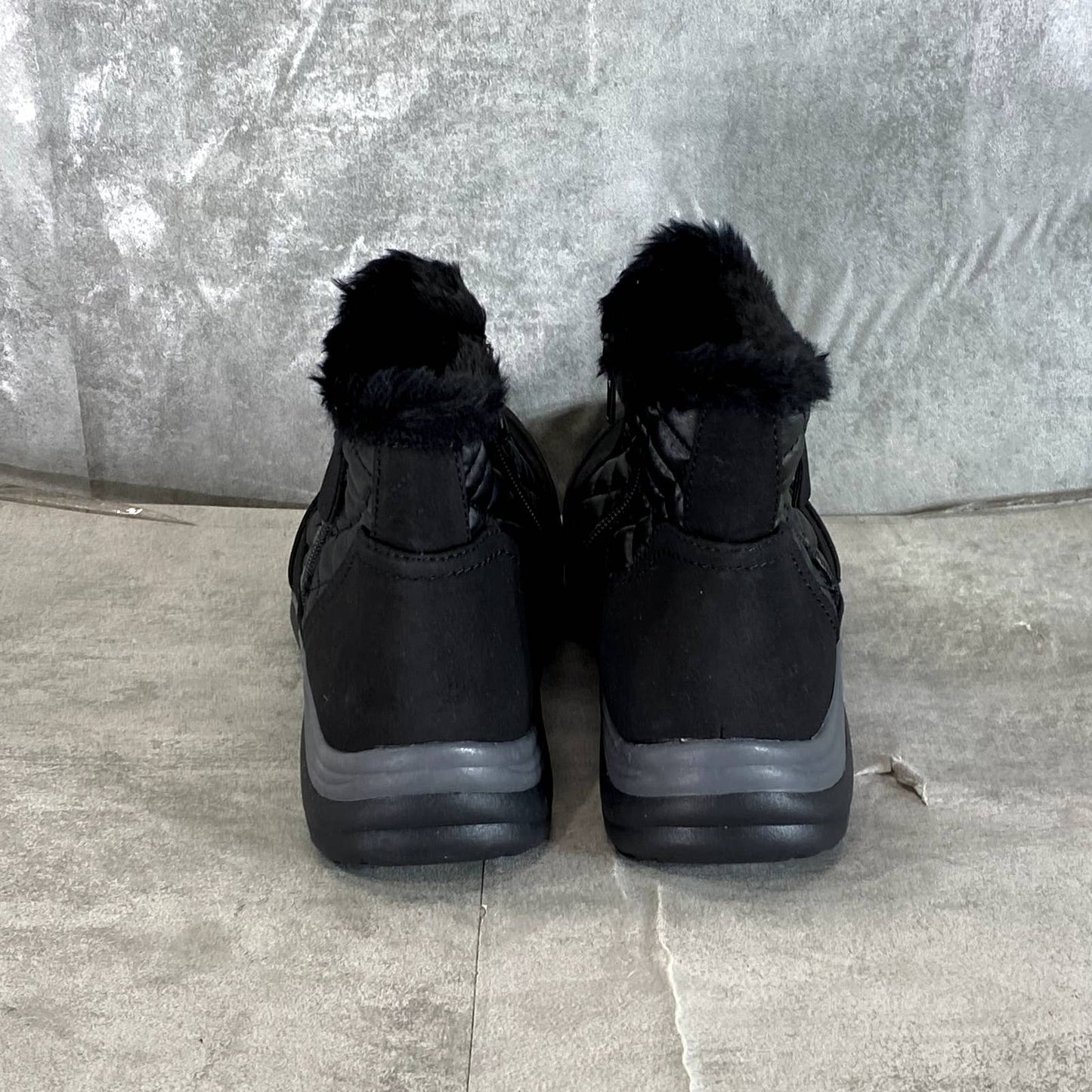 BARETRAPS Women's Black Faux-Fur Yella Microfiber Side-Zip Ankle Boots SZ 9.5