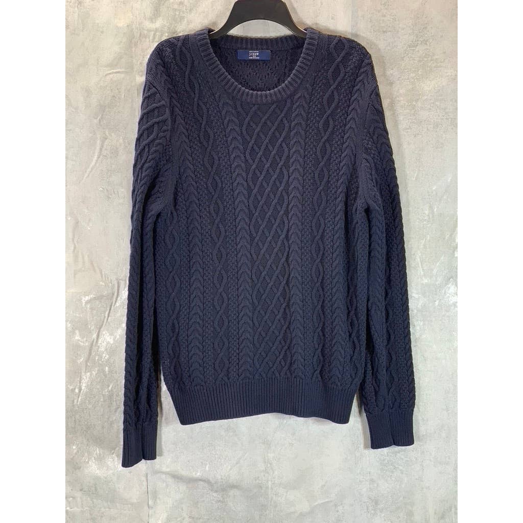 J.CREW Men's Navy Crewneck Cable Knit Long-Sleeve Sweater SZ NA
