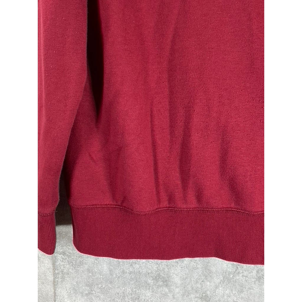 TOMMY HILFIGER Men's Red Casual Zip-Up Fleece Hooded Sweatshirt SZ L