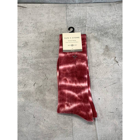 Sun + Stone Men's Red Tie Dye Knit Crew Single Sock SZ 10-13
