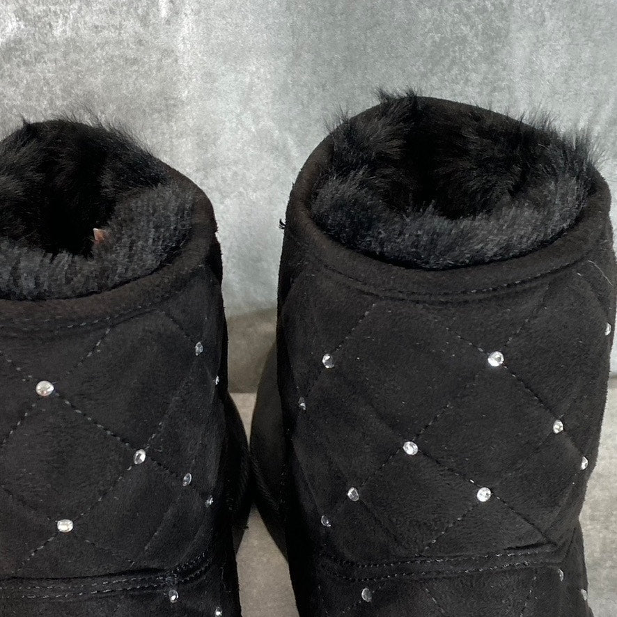 JUICY COUTURE Women's Black Micro Studded Kayte Faux-Fur Pull-On Short Boot SZ10