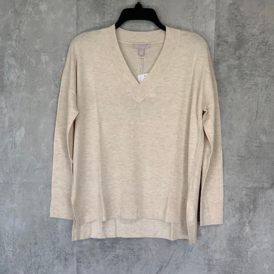 CHELSEA28 Beige Oatmeal Light Heather V-Neck Pullover Sweater SZ XXS