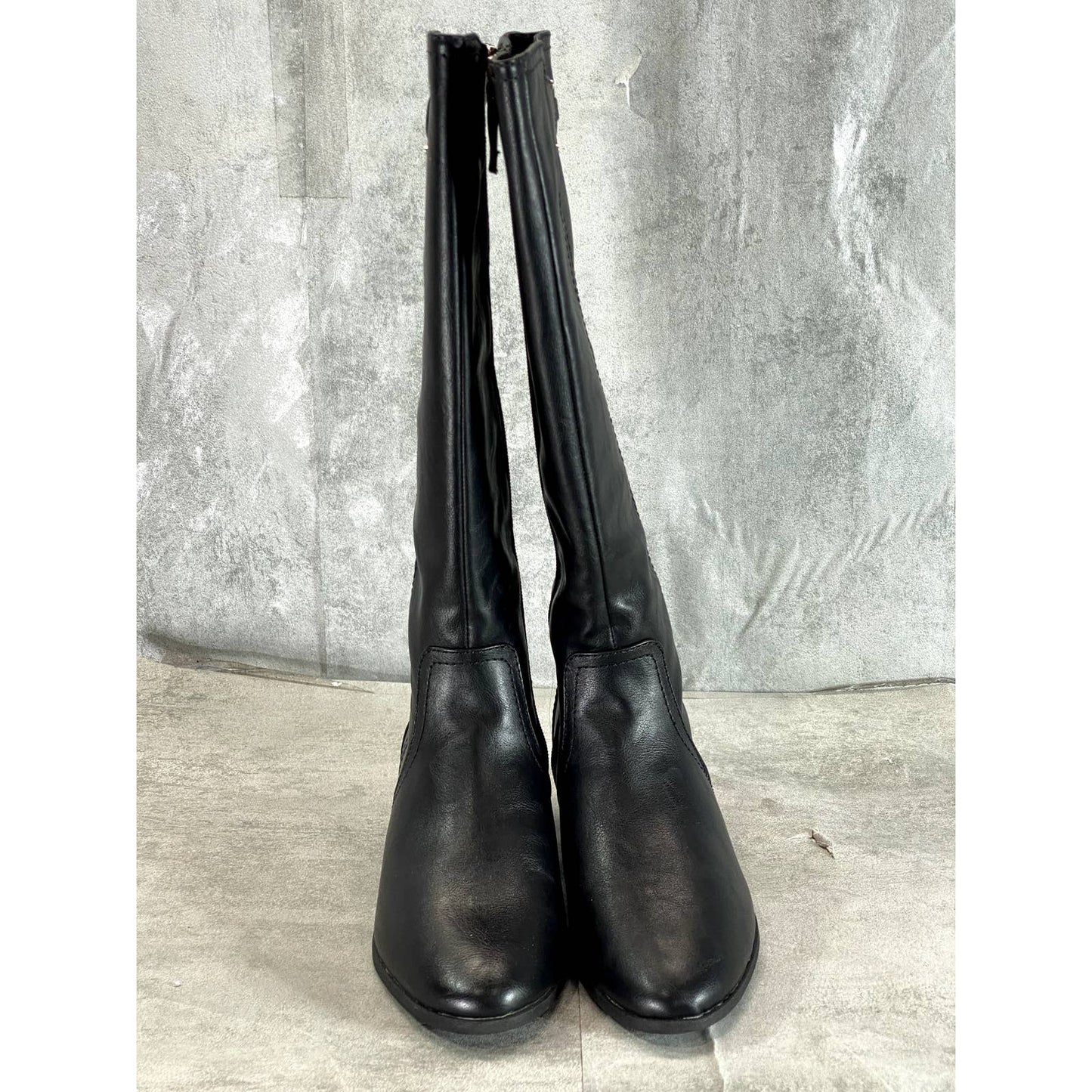 DR. SCHOLL'S Women's Black Faux-Leather Brilliance Round-Toe Knee-High Boots SZ7