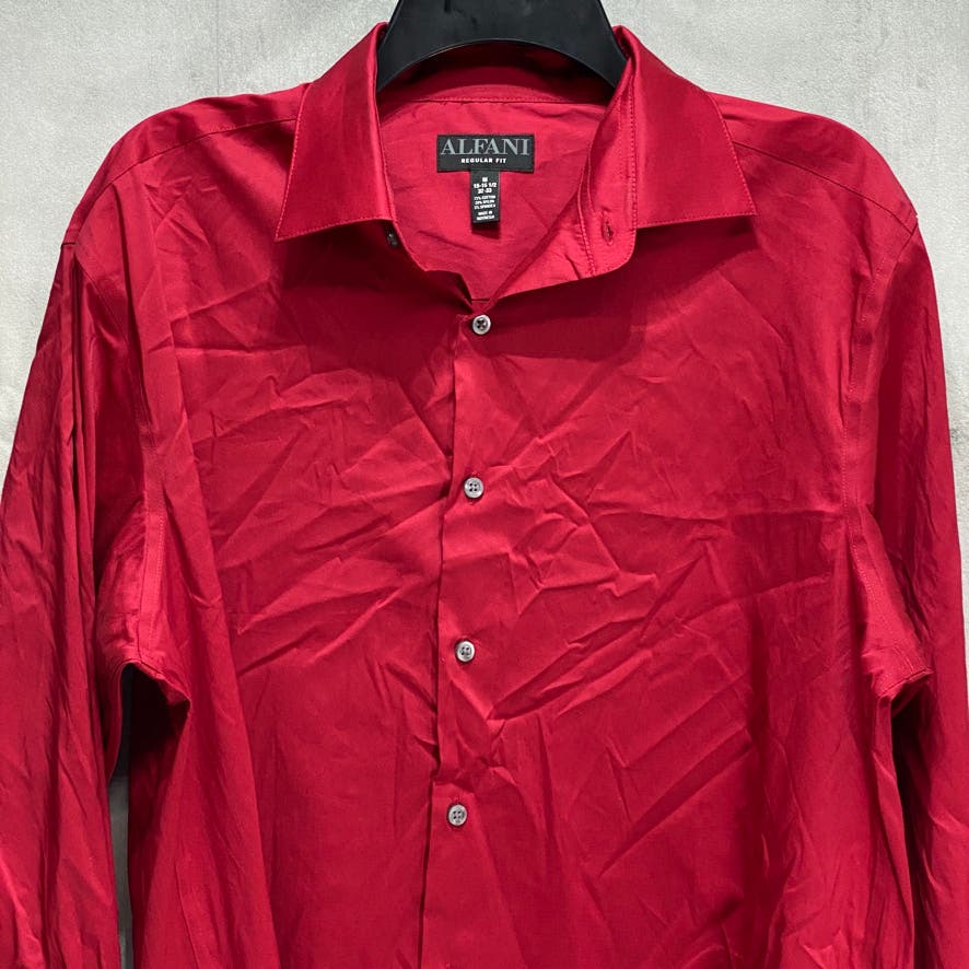 ALFANI AlfaTech Solid Red Regular-Fit Long Sleeve Button-Up Dress Shirt SZ M (15-15.5 32/33)