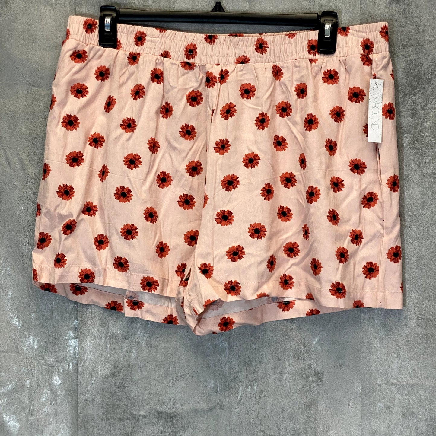 ABOUND Women's Plus Size Pink Daisy Dots Easy Flowy Lightweight Elastic Waist Pull-On Shorts SZ 1X