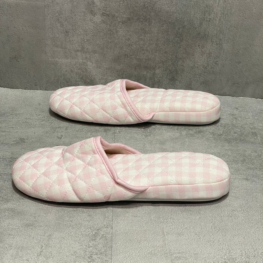 CHARTER CLUB Pink Quilted Gingham Clog Slippers SZ S (5-6)