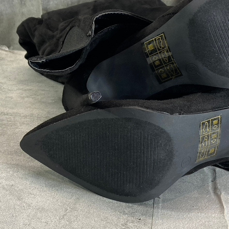 JOURNEE COLLECTION Women's Wide Calf Black Fantasia Over-The-Knee Stiletto Boots