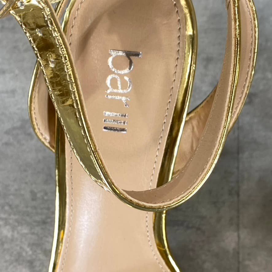 BAR III Women's Gold Patent Ivy Ankle-Strap Platform Stiletto Sandals SZ 5.5