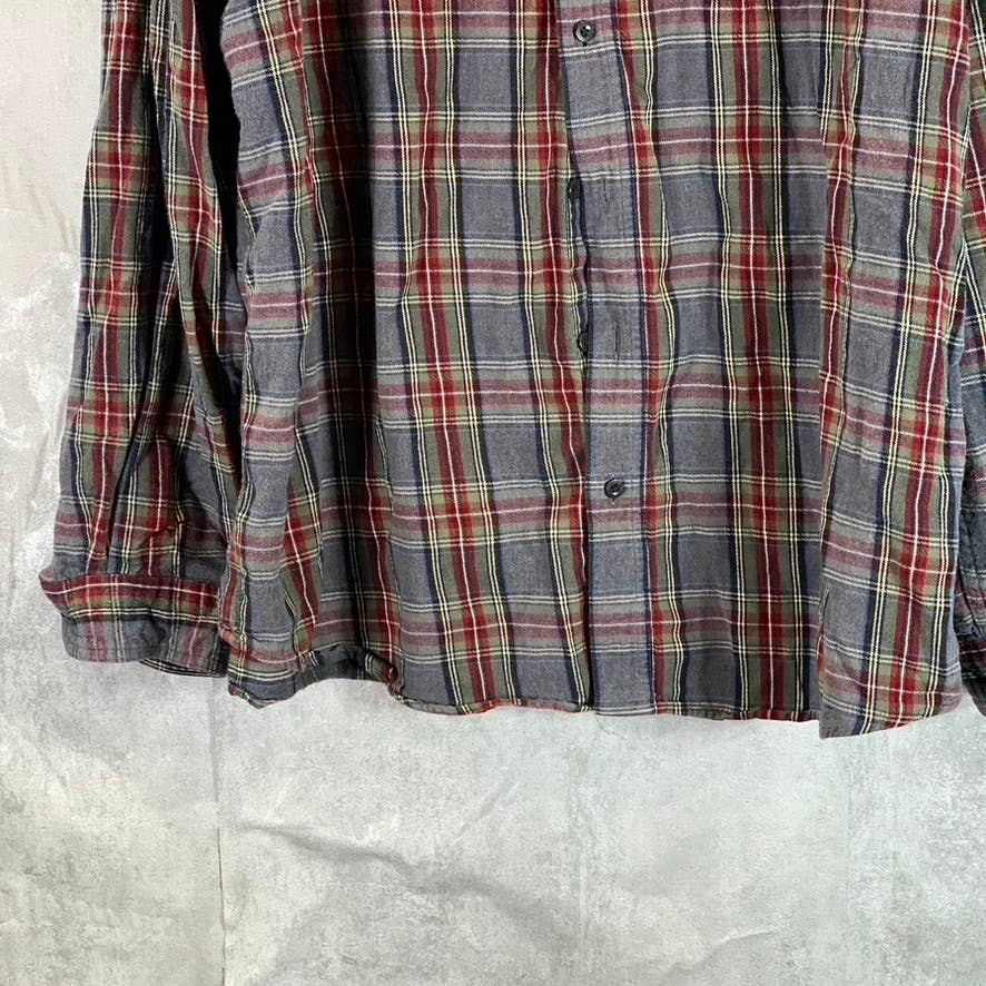 L.L. BEAN Men's Grey Stewart Scotch Plaid Traditional-Fit Flannel Shirt SZ XL